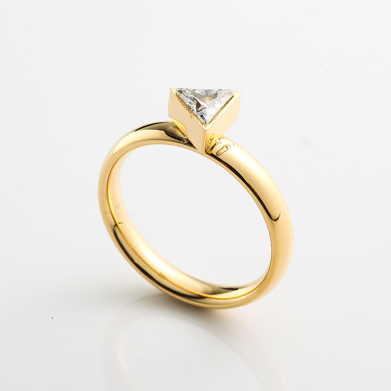 Dam rostfritt stål Ring Guld \/ Rose Guld \/ Silver Ring CZ Stone Ring