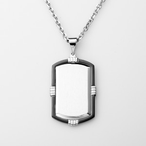 Stainless Steel Two-Tone Black Plated Dog Tag Pendant Män\\\\\