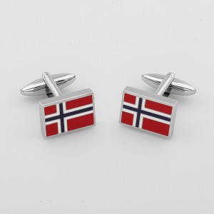 Mode Smycken Tillbehör Emalj Manschettknappar Norska Flaggan Manschettknappar