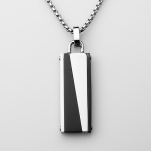 Mens Womens Jewelry Stainless Steel Pendant Two-tone Black Plated Necklece Chain